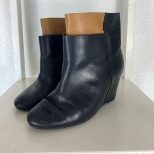 Maison Martin Margiela MM6 Ankle Boot 38 Color Block Hidden Wedge Black & Tan